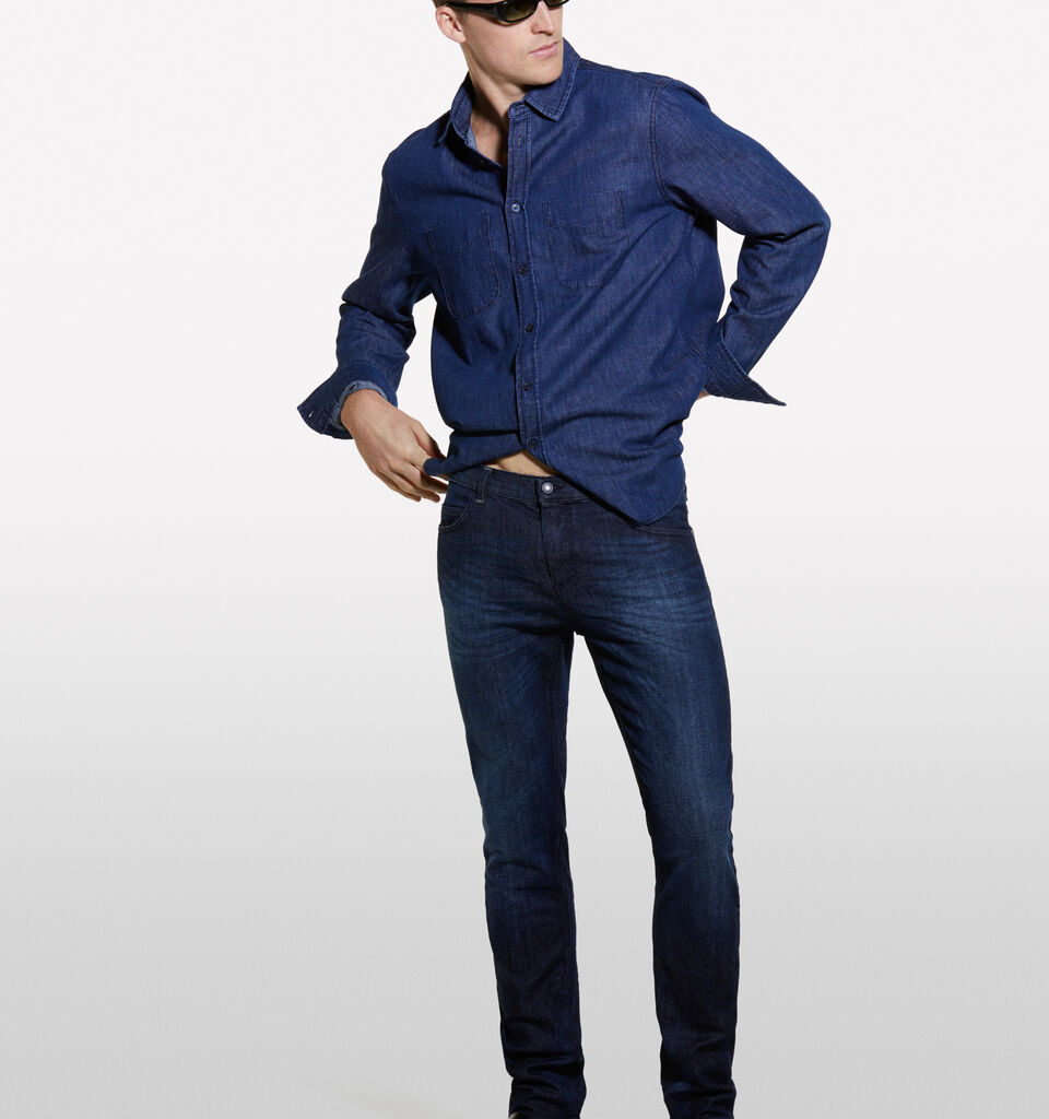 Dark blue regular fit denim shirt - men's regular fit shirts - Dark Blue | Sisley image number 1